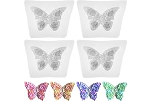STYQUENZER 4 stampi in silicone a forma di fiore 3D, a forma di farfalla, resina epossidica e candele, per saponi fai da te, decorazioni per torte e cioccolatini