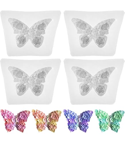 Moules à Chocolat En Silicone En Forme De Papillon - Lot De 4 - Antiadhésifs, Sans BPA - Pour Décoration Gâteaux, Glaçons, Pâte à Sucre