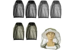 LSCUYZ 6 Stück schwarze Mückenschutzhaube, Insektenschutz,Moskitonetz Kopf Moskito Kappe Kopfnetz für Gesicht, Hals und Gesicht für Imkerei im Freien Angeln Camping, geeignet für Outdoor, Camping, Reisen