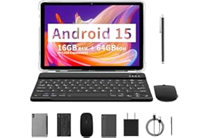 ‎PRITOM PRITOM 10 Zoll Tablet, 4-in-1 Tablets, 8 GB, 64 GB ROM, Android 14, 1024GB Expand,Qcta core, WiFi 6, 6000 Mah, Tablet PC mit Tastatur, Maus, Case,Grau