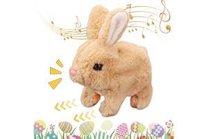 Milygobam My Realistic Bunny, Easter Bunny Toy, Cute Rabbit Stuffed Animals with Hopping and Wiggling Ears,Electronic Rabbit Plush Toy for Easter Gift