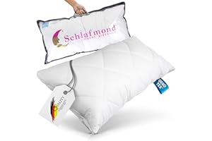 ‎SCHLAFMOND Schlafmond Medicus Clean Kopfkissen 40 x 80 cm - Allergiker Kissen mit Hohlfaserkugel Kissenfüllung – Baumwoll Steppkissen 40x80 – Waschbar bis 95 Grad Made in Germany