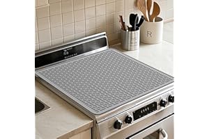 ZICRO Tapis de Protection Plaque Cuisson Induction en Silicone,Protection Plaque de Cuisson, Résistant à la Chaleur,Couvre-plaques de Cuisson pour Cuisinière électrique (Grise-Ligne, 70x50cm)