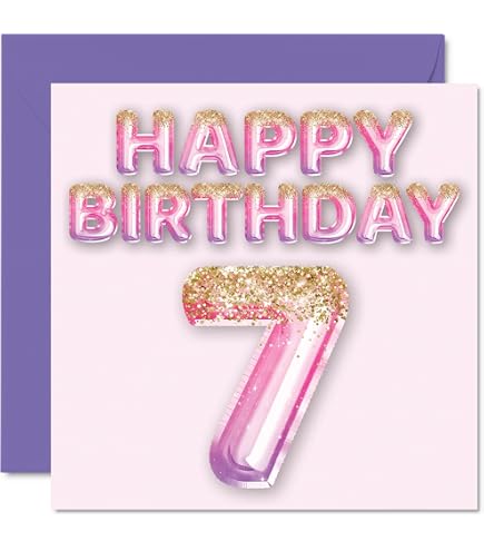 Biglietto Di Auguri 7° Compleanno Ragazza: Divertente E Originale Con Tanto Spazio Per Scrivere - Regalo Perfetto Per Figlia E Nipote