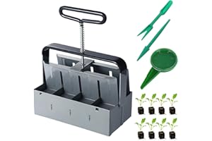 Moendergo Hand Held Soil Blocker 2" Soil Block Maker Clod Baler for 8Pcs Soil Block Bloqueador de tierra con kits de herramientas de siembra Herramienta de siembra para invernadero de jardín (M, 3)