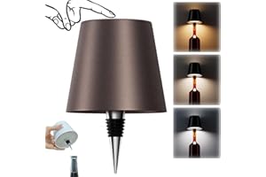 AIMARS Wireless Bottle Lamp, 3 Color Stepless Dimming Wine Bottle Lamp, LED Rechargeable Touch Control Wireless Bottle Lampshade for Bedroom, Restaurant, Bar (Brown, 1-Pack)