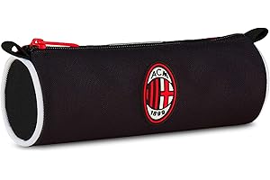 Seven Milan Portapenne, Nero, Astuccio Ovale Per Penne, Matite e Accessori, Scuola Media e Superiore, Ragazzo Calcio