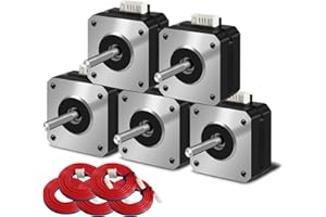 IMETRX Motor de 17 pasos imetx NEMA 5 stück, 42x23mm 17hs4023 motor de panqueques 1.5a - 3.8v 2 Fase 4 cable 1,8 grados, con cable 1m, para motores de impresoras 3D