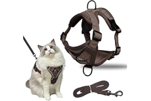 BUKYCAT Arnés para Gato Ajustable con Correa, Arnés de Gatito Reflectante, Arnes Gato Antiescape, Arnés Suave para Gatos, Gatitos, Perros, Cachorros (S)