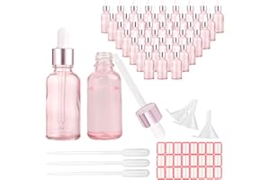 LDHHYH 24PCS 30ml Dropper Bottle Pink, Glass Pippets Dropper Bottle, Small Empty Oil Dropper Bottles with Funnels and Labels,Refillable Sample Dropper Bottles for Essential Oils,Aromatherapy