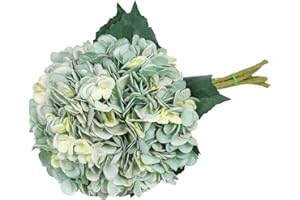 Tifuly Fiore di ortensia artificiale, 5 pezzi di mazzi di ortensie da 6,3 pollici di seta a gambo lungo singolo per matrimonio, casa, hotel, decorazione per feste, centrotavola (Blu pavone)