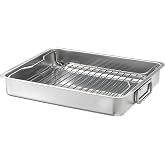 IKEA Metal Fırın Kabı, Paslanmaz &Ccedil;elik MeridyenDukkan 32x40 cm Fırın-Barbek&uuml; Kızartma Kabı