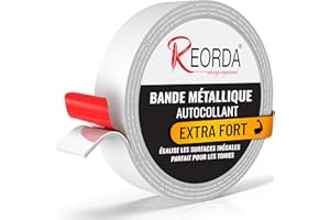 REORDA® Bande Métallique Auto-Adhésive Blanche Idéale pour Figurines Tonies® & Étagères (Extra Fort) - Ruban pour Aimants I Bande de Fer Ruban Ferreux