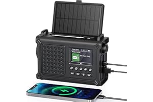 MESQOOL Emergencia Portátil con Manivela, Radio Digital Dab+/FM con Bluetooth 5.0, Radios Recargable con Panel Solar de 8500 mm², Linterna LED, Luz de Lectura, Alarma, Funciones de Reloj, Función de Carga USB