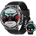 IOWODO Military Smart Watch for Men(Answer/Make Call), Outdoor Smartwatch with Heart Rate/SpO2/ Sleep Monitor/2 Straps, 100+ Sports Fitness Watch, IP68 Waterproof Step Counter Tracker for iOS Android