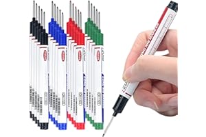 NIZIRIOO Rotuladores de Agujero Profundo,20Pcs Carpintero Marcador,Rotulador Carpintero,Rotulador Punta Larga,Marcador Permanente de Punta Extra Larga Para Pared,Metal Azulejos,Madera(Negro, Azul, Rojo, Verde)