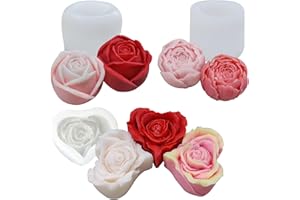 ‎JDH SILICONE 3 Stück 3D silikonform kerzen blumen,Liebe Rose Kerze,Silikonform, handgemachte Seife, Formen für Kerzenherstellung, DIY-Kunsthandwerk, Fondant-Kuchendekoration (Liebesblume)