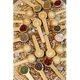 Evonox 12 Bamboo Spice Spoons and Scale Spoons, Bamboo Jam Honey Spoons 12 Pieces | 12 Natural and Stylish Bamboo Spices and &Ouml;