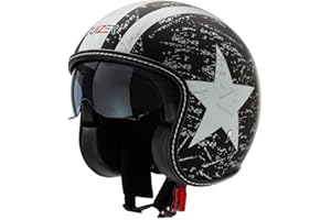 CRUIZER Casco Moto Jet Custom Scooter Omologato Visiera Sole Scomparsa Nero