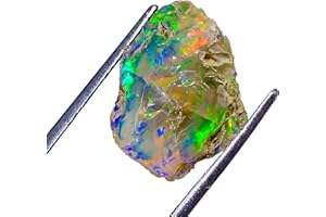 LARA GEMS STONES AND JEWELLERS 03.60Cts 100% A+ Natural Ethiopian Welo Opal Rough Stone, Raw Crystal,October Birthstone, Jewelry Making Gemstone, Ultra Fire Striking Opal, Opal Rock, Handpicked Stone, Size-10X14X05MM