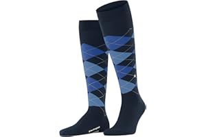 Burlington uomo Edinburgh calzini lunghi traspiranti termoregolanti antiodore sostenibile lana vergine cucitura piatta punta senza pressione Argyle quotidianità lavoro ONE-SIZE-FITS-ALL regalo 1 paio