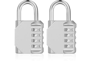 Candado Combinacion ZHEGE para Taquillas, Candado Combinacion 4 Digitos para Taquilla de Gimnasio, Casillero Escolar, Gabinete, Caja de Herramientas, Candado Combinacion Exterior (2 Piezas, Plateado)