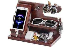ALIVEBYTE Geschenke für Männer Geschenke zu Valentinstag Holz Telefon Dockingstation Valentinstag Nachttisch Organizer Vater Geburtstagsgeschenk für Männer Docking Station Geschenk Ehemann Geschenke für Papa