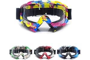 APEBAZY Occhiali da Moto, Motocross, ATV e Sci - Antivento, Antipolvere, Anti-UV - Regolabili per Offroad e Outdoor