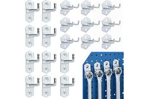 Shengxi Set med 20 metallkrokar för perforerad panel | Kraftiga hyllkrokar för förvaring av verktyg, verkstad, garage, butik och display, organisatör, verktyg för vägg