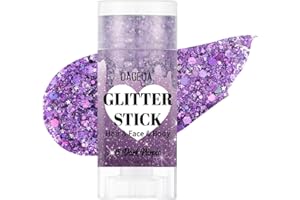 Prreal Body Glitter Stick,Sparkly Face Glitter Gel Makeup,Holographic Hair Glitters Mermaid Sequins Makeup Rave Outfit for Women, Shimmer Face Paint Stick Festival Accessories, Dark Purple