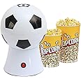 DDL Football Hot Air Popcorn Maker, 1200W Mini Soccer Style Popcorn Machine, Healthy Home Made Treats, Snacks Maker for Movie Nights Children Parties (White)