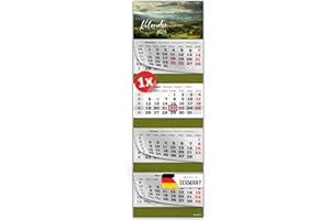 PRIMUS-PRINT.DE PRIMUS PRINT Calendario XXL 2026 – Multiblocco da parete – Calendario da 4 mesi – con data cursore, calendario da appendere – Include feste e vacanze – diversi motivi – [ 1 x Toscana ]