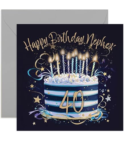 Biglietto Auguri 40° Compleanno Per Nipote – Hunts England, Stile Palloncino, 148x148 Mm, Con Busta Marrone
