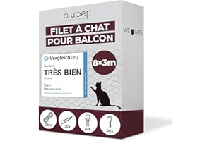 PiuPet Filet de Protection Chat Balcon Résistant | Filet Sécurité Anti-Chute Durable et Transparent