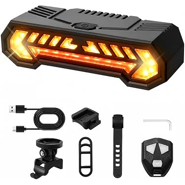 Phare Arrière Vélo Rechargeable – Étanche, Télécommande, Clignotants, 5 Modes, Pour VTT Et Scooter
