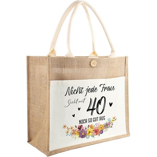 Ysound 30/40/50/60/70 Birthday Gift For Women Jute Bag Jute Shopping Bag As Birthday Gift For Women Wife Mom Friends, 40 EU