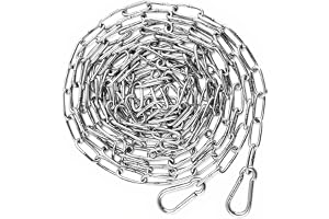 Rostfri kedja säljs per meter, 3 mm x 5M länkkedja säljs per meter, metallkedja för upphängning, metallkedjor, rostfri kedja, säkerhetskedja för hundkedja för ankarkedja, med 2 karbinhakar