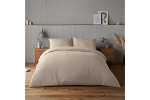 Silentnight Supersoft Duvet Set - Cosy & Comfortable Delicate Touch - Luxurious Easy Care Microfibre with Button Fastening - Stylish & Modern Duvet Quilt Cover + Pillowcase Bed Set, Double, Natural
