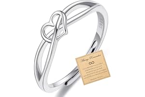 Rajputana Sterling Silver Rings for Women, Adjustable Love Knot Thumb Rings for Women with Cubic Zirconia，Exquisite Jewelry Gift Promise Ring With Inspirational Card