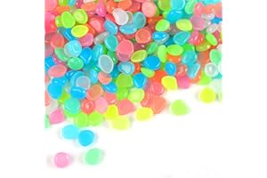 DEEPTON 400 Stück Leuchtsteine, Bunt Leuchtende Muggelsteine, Wiederverwendbar Fluoreszierende Steine Garten, Kleine Leuchtkiesel Steine für Garten, Aquarium, Balkon, Terrasse & Kinderzimmer