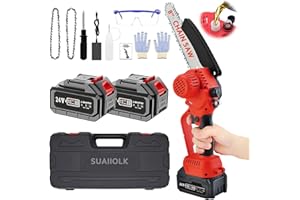 WISDOM LIFE Mini Motosierra Bateria 8 Pulgadas Eléctrica Motosierra de Mano Sin Escobillas Sierra Podar Electrica Pequeñas con Sistema de lubricación y 2 Baterías de 24V 3.0Ah para Cortar Madera, Podar, red