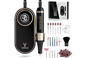 YOKE FELLOW Yokefellow Nail Drill Machine 40000 RPM, Rechargeable Professional Nail File with Dust Brush and 17 Nail Bits, for Acrylic/Dip Powder Manicure, UK