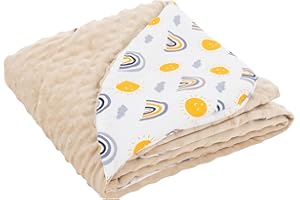 Joyz Manta con Capucha para Bebé 84x84 cm Beige 100% Algodón Arcoiris con Viscosa Saco de Doble Cara para Accurucarse Toda la Temporada Universal Portabebés Ideal para el Cochecito o Silla de Paseo