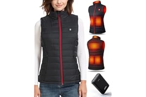 UNBON Veste Chauffante Femme, Gilet Chauffant Femme avec Batterie Incluse USB 10000mAh, Gilet Chauffant Électrique avec 3 Températures 6 Zones de Chauffage, Doudoune Chauffante sans Manche