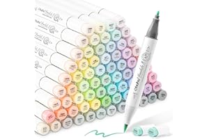 Ohuhu Markery Pastelowe Alkoholowe 96 Kolorów Trwałych, Podwójna Końcówka Pędzel & Fine Dla Artystów Studentów do komiksów Szkicowania Kaligrafii Rysowania Seria Honolulu B