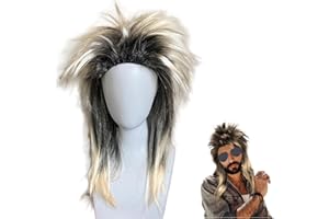 ATSNOSH Peluca Mullet para Hombre y Mujer, 70s 80s Rockstar de Pesado, Disco y Punk Rock, Disfraz Años 80 Accesorios para Cosplay Fiesta Carnaval Halloween