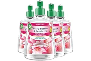 AIRWICK Air Wick Cherry Blossom & Raspberry Aerosol-Free Automatic Spray Refill 228ml, Pack of 4, Lasts up to 70 Days, Air Freshener