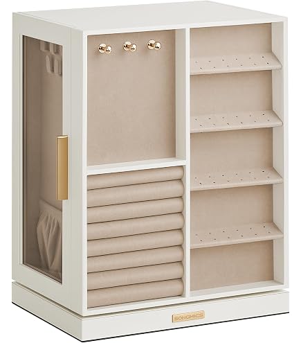 Organiseur Bijoux Velours – Lot De 4 Plateaux Pour Tiroir, Compartiments Modulables (beige, 21x12.5cm)