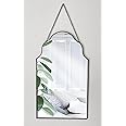 GreyZouq Decorative wall mirror, Metal Frame Wall Mounted Mirror With Chain for Home Decor, Bedroom Wall Mirror In Black Rim with chain (Black)