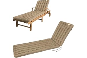 HAVE A SEAT Luxury Coussin pour chaise longue de jardin, marron doré, 200 x 60 cm, 8 cm d'épaisseur, lavable en machine à 95 °C, orthopédique, rembourré, confortable, pour chaise longue, chaise longue